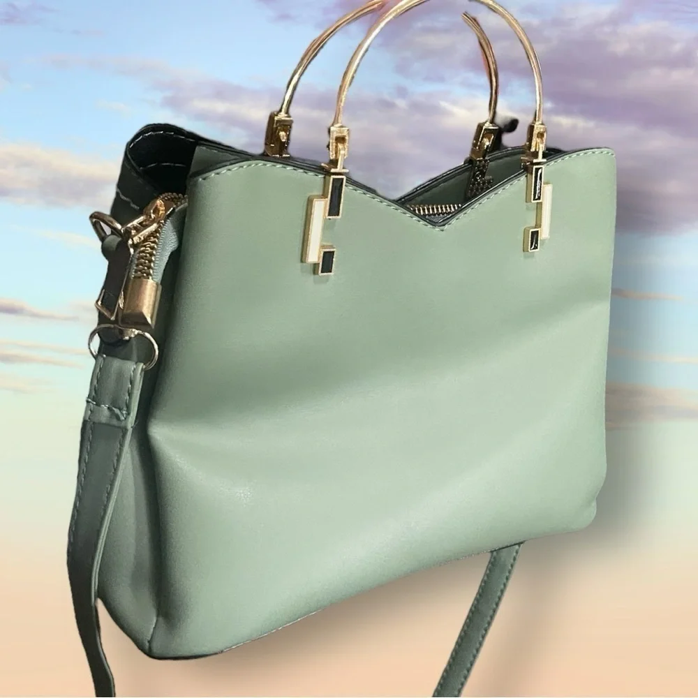 Spring Green Gold Geometric Satchel Medium Bag Crossbody